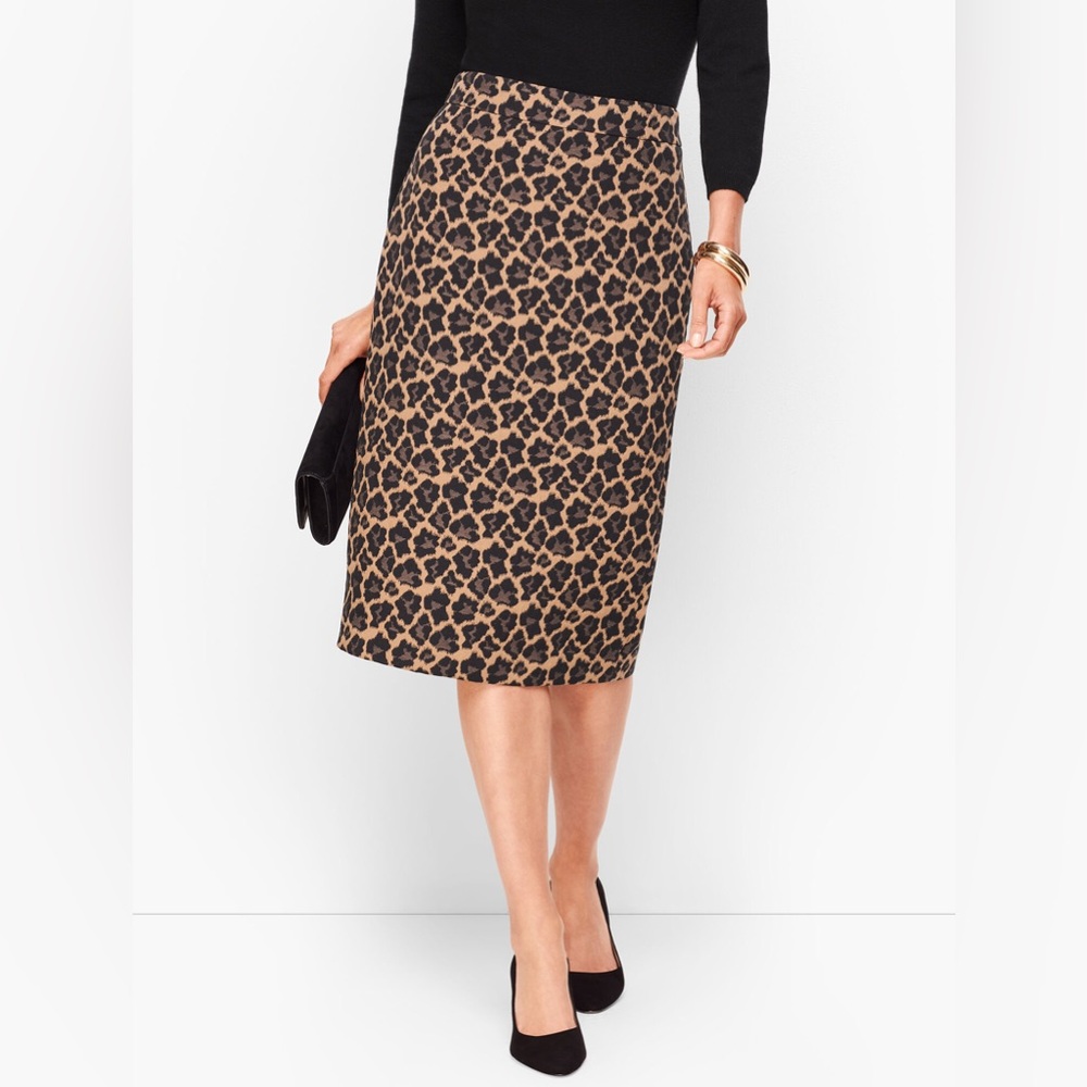 Talbots Leopard Jacquard Pencil Skirt - Size 8